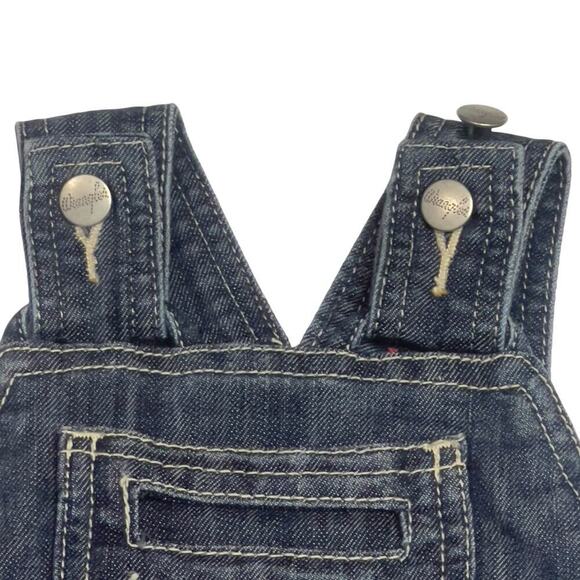 All Around Baby Wrangler Denim Bib Overall Shorts Baby 3-6 Month Western - Picture 3 of 7
